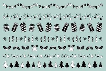クリスマス 白黒 装飾ライン / vector eps