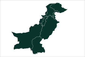 Pakistan map Sacramento green Color on White Background