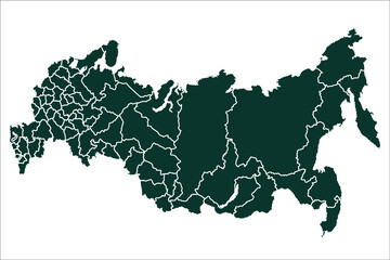 Russia map Sacramento green Color on White Background