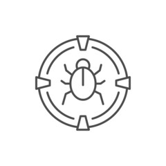 Bug hunting line outline icon