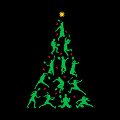 Badminton Christmas Tree. New Year Tree made of players
