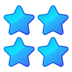 Four Blue Shiny Stars - Amazing vector icon of four blue rounded star suitable for game, animation, app, icon, sign, sticker, children book, decoration, and illustration in general - Vector Icon