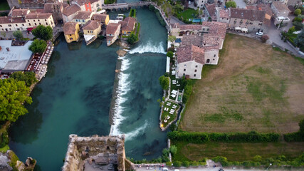 The upper view of the city Borghetto Sul Mincio near Verona in Italy