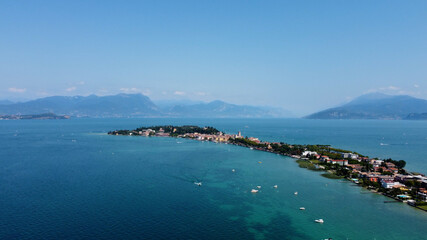 The view of the Sirmione in Lago di Garda Italy