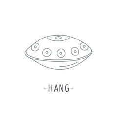 Hang drum. Traditional folk handpan musical instrument. Ethnic hand pan percussion music instrument. Vector hand drawn doodle style icon isolated on white.