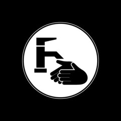 Hand washing icon isolated on dark background