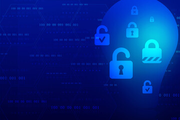 2d illustration Safety concept: Closed Padlock on digital background