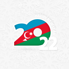 Happy New Year 2022 for Azerbaijan on snowflake background.