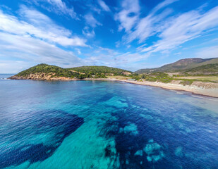 Turquoise sea in La Speranza beach shore