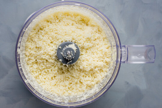Crushed cauliflower in modern blender