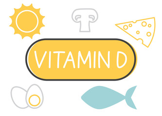 products rich in vitamin D - vector illustration