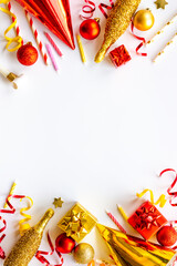 Confetti with party hats and balloons for kids birthday