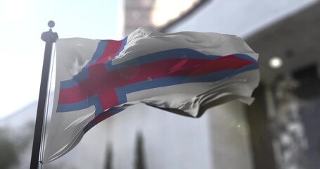 Faroe Island waving national flag 3D illustration