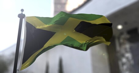 Jamaican waving national flag 3D illustration
