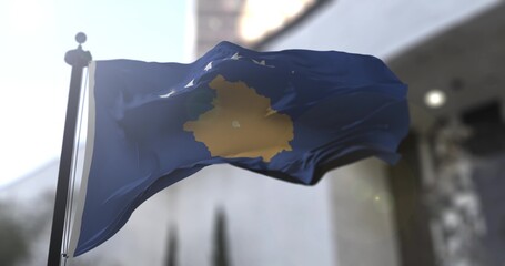 Kosovo waving national flag 3D illustration