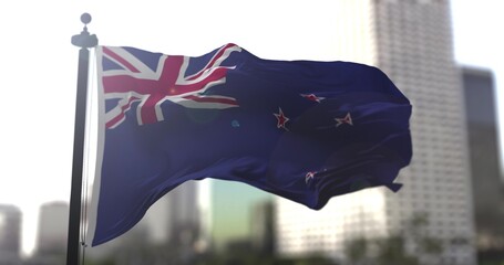 New Zealand national flag. New Zealand country waving flag. Politics and news illustration