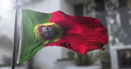 Portugal national flag. Portuguese country waving flag. Politics and news illustration