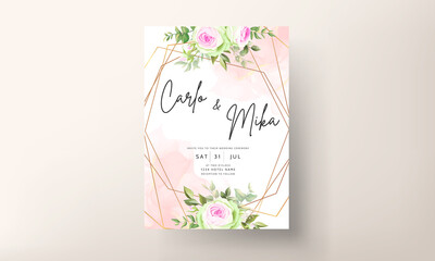 Beautiful blooming rose flower wedding invitation floral design