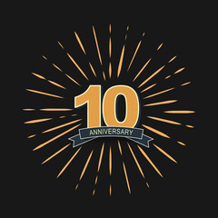 Fototapeta premium 10 years anniversary pictogram vector icon, 10th year birthday logo label