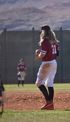 Baseball pitcher deep in thought