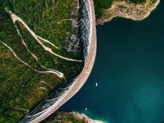 Valvestino Dam in Italy. Hydroelectric power plant.