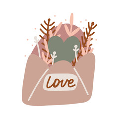 valentine's day, modern minimalist boho style design. love messages and cards, love symbol and magic elements