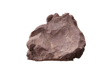 Raw specimen of red shale clastic sedimentary rock isolated on white background.