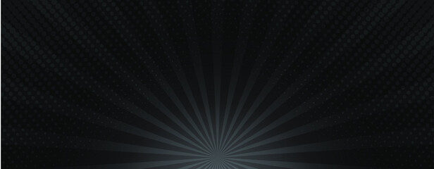 Background with retro grey rays. Vintage backdrop, boom, comic, circus pattern. Cartoon black pop art template. Vector illustration © Vik10