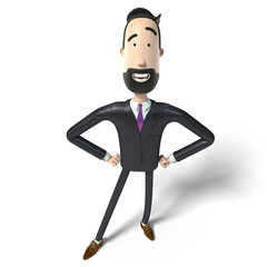 Hipster cartoon businessman standing in superhero, pride pose - 3D illustration © PX Media