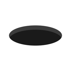 Black round hole. Golf hole symbol. Isometric style. Vector isolated on white