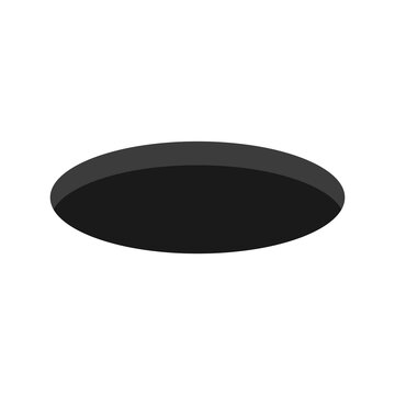 Black round hole. Golf hole symbol. Isometric style. Vector isolated on white
