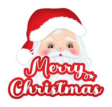 Santa Claus Face with Merry Christmas Wording