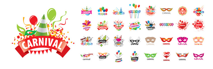 A set of vector carnival logos on a white background
