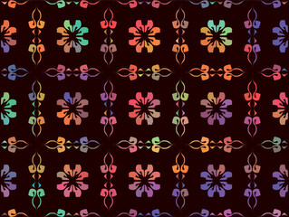 vector colorful floral ornament on a dark brown background