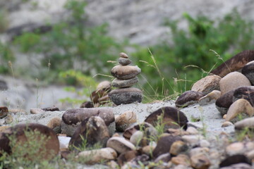Stones stacked in the Tatacoa desert, Colombia