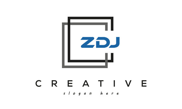 ZDJ square frame three letters logo design