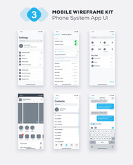 Mobile app UI, UX design kit. Website or mobile template. Responsive GUI layout.