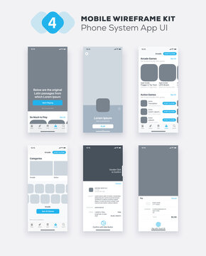 UI Mobile app. UX, GUI design elements. Mobile application template layout.