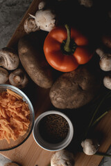 Vegetable Ingredients for Cheesy Beef Potato Bowl