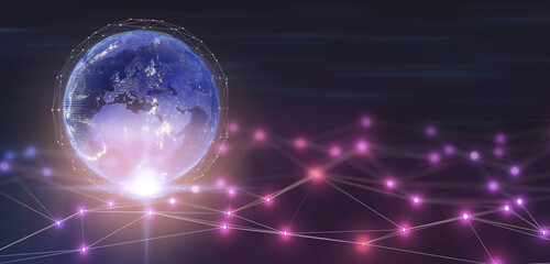 Business network communication and technology concept.global network connection,3d rendering