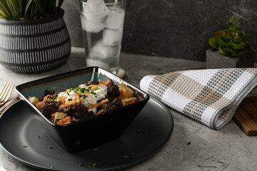 Cheesy Beef and Potato Bowls