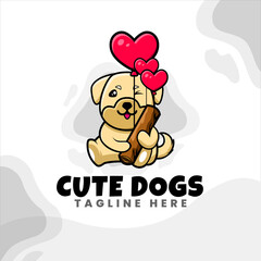 cute dog character logo design