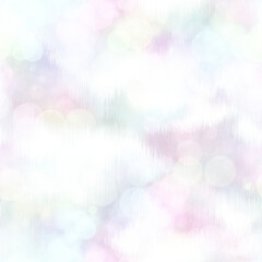 Seamless pale pastel tie dye bokeh texture. Soft tone on tone summer repeat background with washed out sun bleached ink dyed effect. 