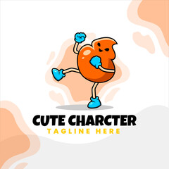orange cute cartoon character logo design