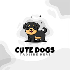cute dog character logo design