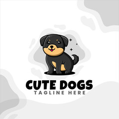 cute dog character logo design