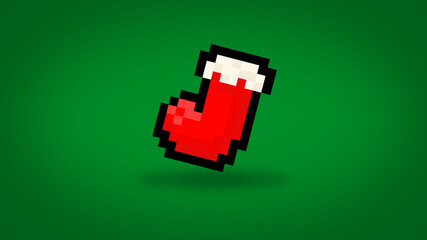 Obraz premium Pixel 8 bit gaming stuffed Christmas stocking background - high res 4k wallpaper