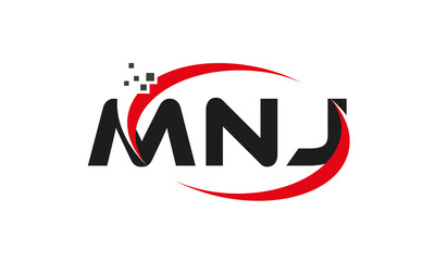 dots or points letter MNJ technology logo designs concept vector Template Element