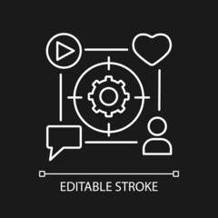 Focus and attention management white linear icon for dark theme. Time management skills. Thin line customizable illustration. Isolated vector contour symbol for night mode. Editable stroke