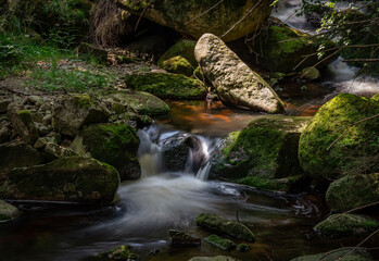 Waterfall on river Ilse in forest Harz, Germany